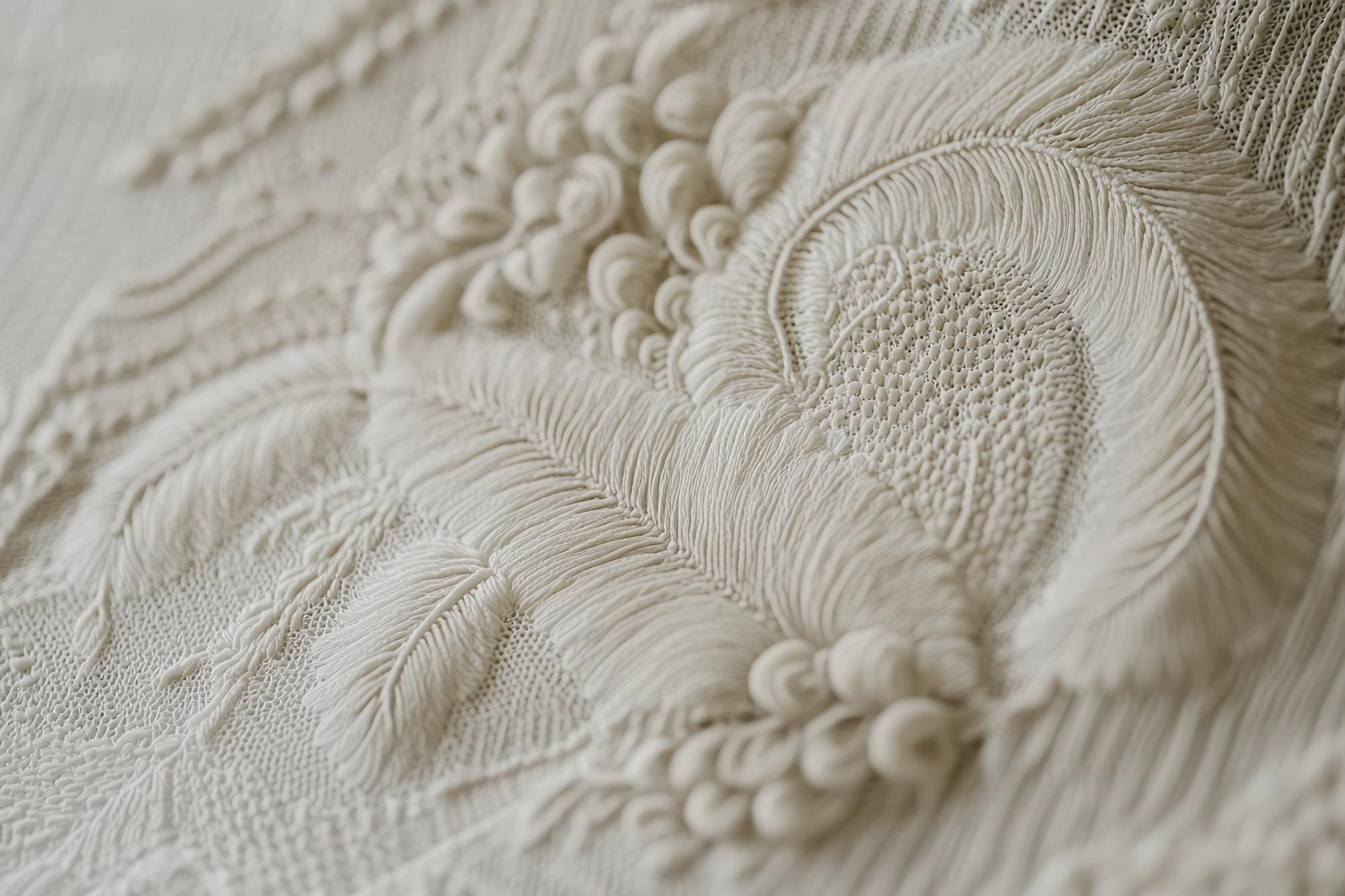 Monogramma lavorato su lino bianco